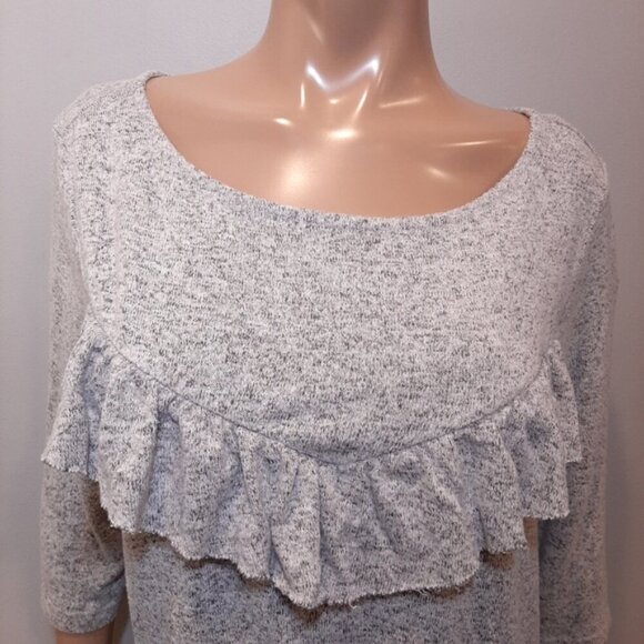 3/$20 ONLY Ruffled Flounce Knit Top Boat Neck 3/4 Sleeve Super Stretchy Pullover - Picture 8 of 16